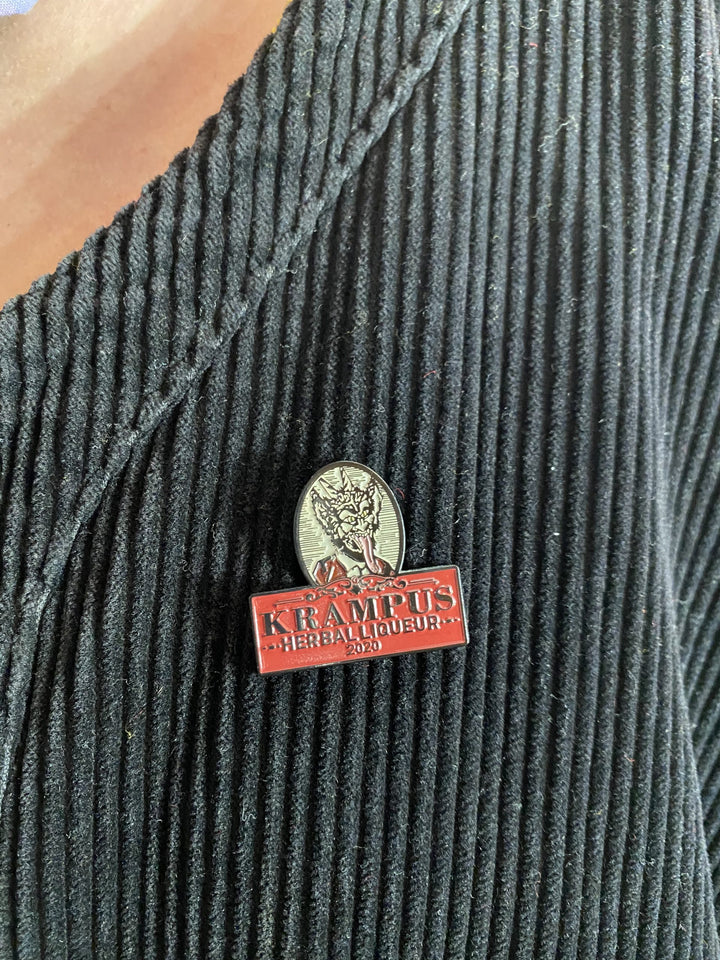 Krampus Pin on Shirt