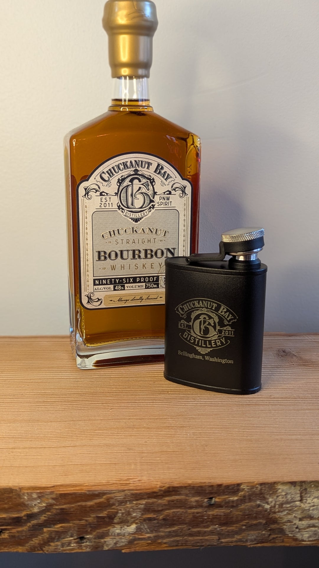 Stainless Steel black Chuckanut Bay strato Flask (6oz)