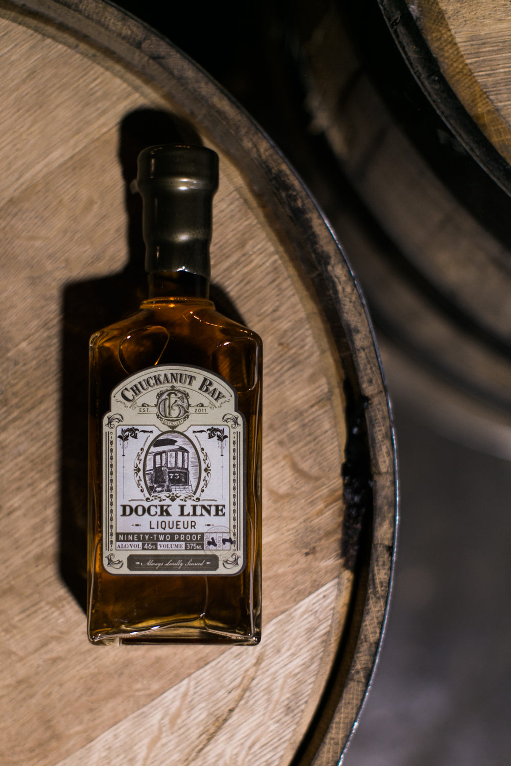 Chuckanut Bay Distillery Dock Line Liqueur on Barrel