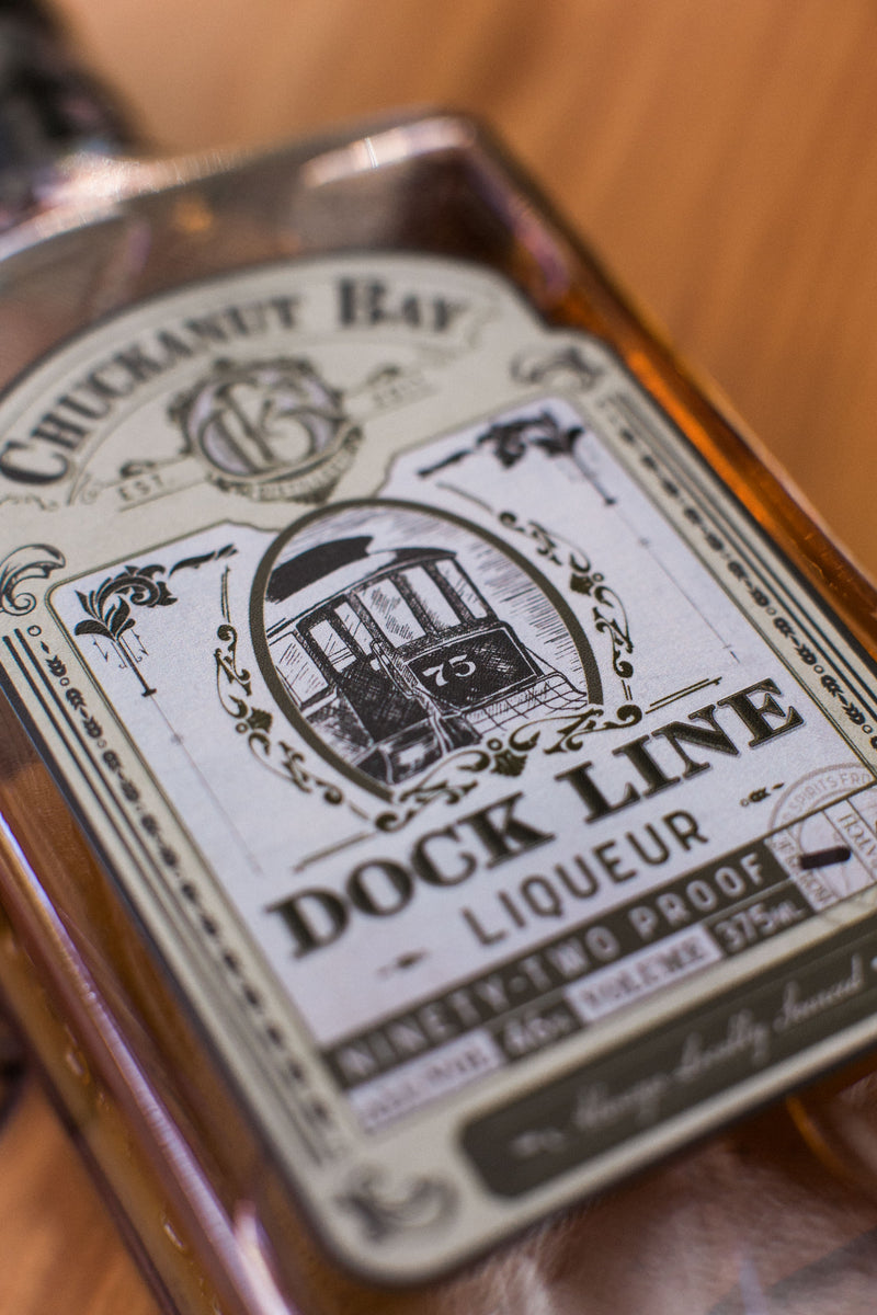 Chuckanut Bay Distillery Dock Line Liqueur Label Close Up