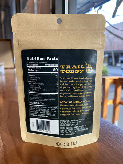 Trail Toddy Package Back Side