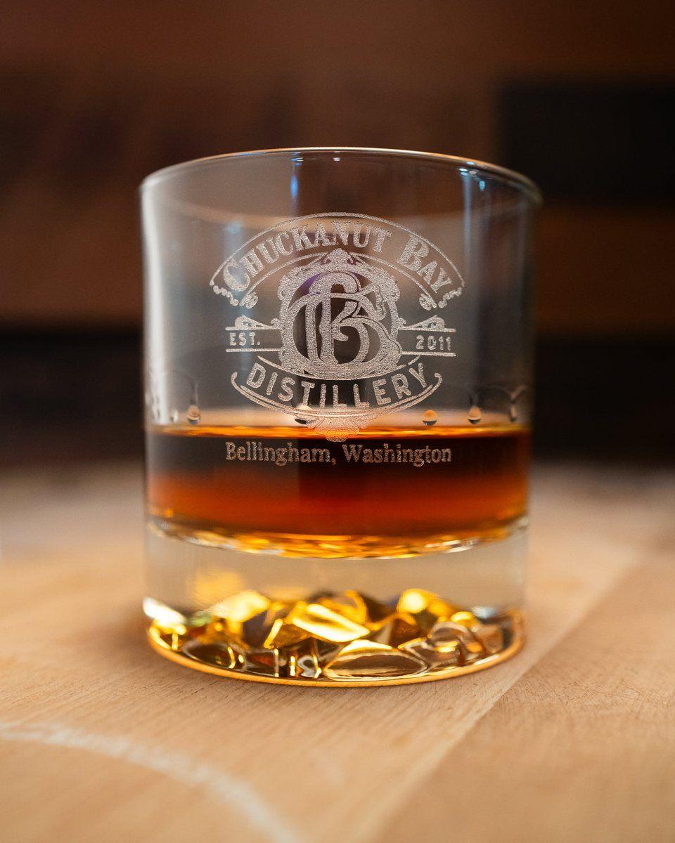 Etched Rocks Glass